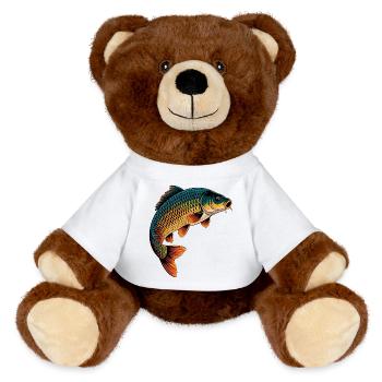 Jumping Carp - MiniFeet® RecycelBär® Teddy Bear Brown - white - Front