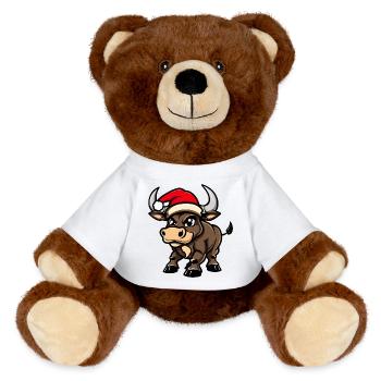 Taurus Christmas - MiniFeet® RecycelBär® Teddy Bear Brown - white - Front