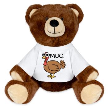 Turkey moo, faire semblant d’être une vache, drôle - Nounours RecycelBär® marron - blanc - Devant