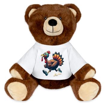 Thanksgiving Football Turquie - Nounours RecycelBär® marron - blanc - Devant