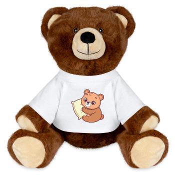 Kleiner Bärenkuschel und Kissen - MiniFeet® RecycelBär® Braun - Weiß - Vorne