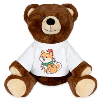 Helle, festliche Shiba - MiniFeet® RecycelBär® Braun - Weiß - Vorne