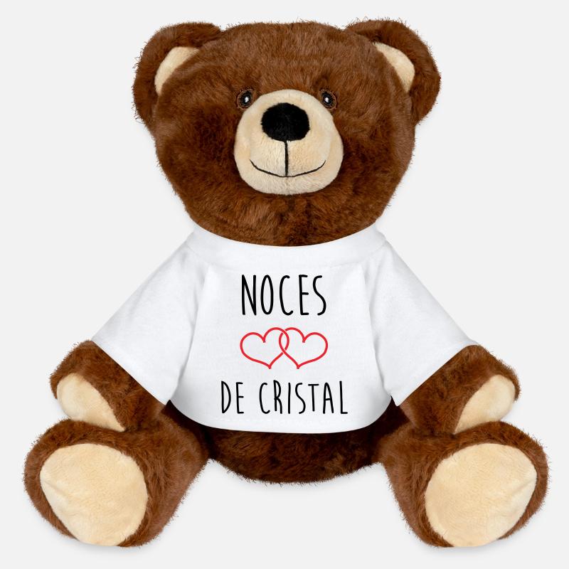 Noces de Cristal 15 ans de mariage - Nounours RecycelBär® marron - blanc