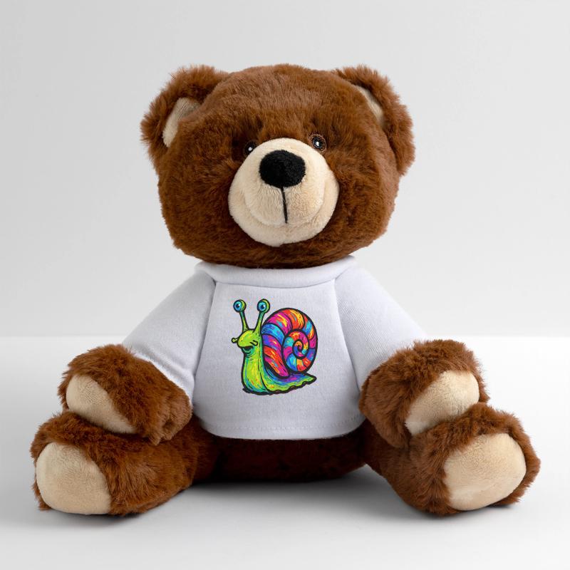 Rainbow Multicolor Psychedelic Snail MiniFeet® RecycelBär® Teddy Bear Brown