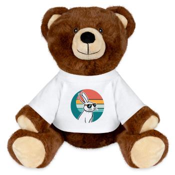 Lapin rétro au soleil - Nounours RecycelBär® marron - blanc - Devant