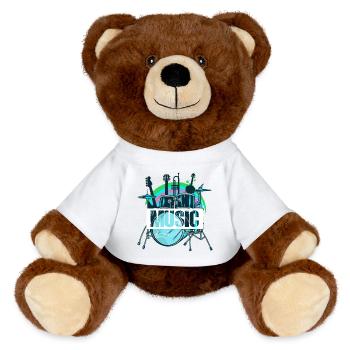 Vibrant Drum Set Splash - MiniFeet® RecycelBär® Teddy Bear Brown - white - Front