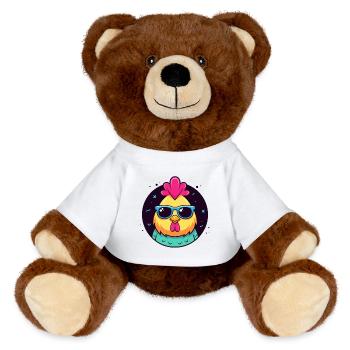 Chicken Hipster Blue Glasses - MiniFeet® RecycelBär® Teddy Bear Brown - white - Front