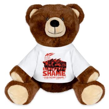 Industrie de la honte – Arrêter l’élevage industriel - Nounours RecycelBär® marron - blanc - Devant