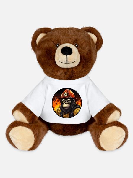 Feuerwehr Affe - MiniFeet® RecycelBär® Braun - Weiß