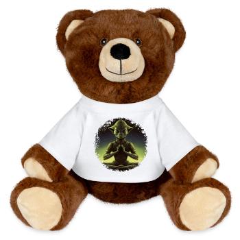 Yoga Alien - MiniFeet® RecycelBär® Teddy Bear Brown - white - Front