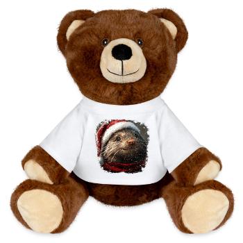 Maulwurf Weihnachten - MiniFeet® RecycelBär® Braun - Weiß - Vorne