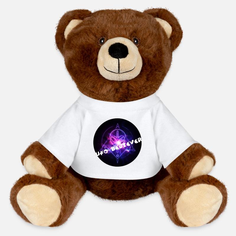UFO Believer - MiniFeet® RecycelBär® Teddy Bear Brown - white