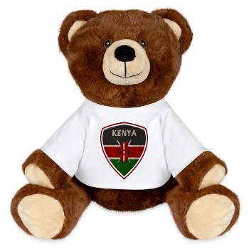Kenia Wappen Vintage / Kenya Geschenk Afrika - MiniFeet® RecycelBär® Braun - Weiß - Vorne