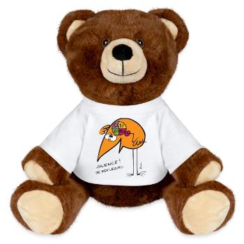 Silence je réflechis - Nounours RecycelBär® marron - blanc - Devant