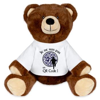 Je ne suis pas un QR-Code ! Message Parodie Série - Nounours RecycelBär® marron - blanc - Devant