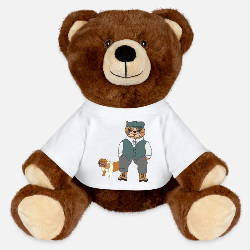 Chat élégant avec bouledogue anglais - Nounours RecycelBär® marron - blanc