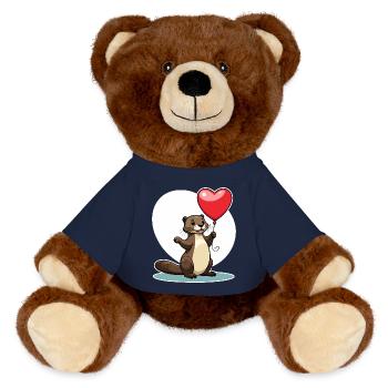 Otter Heart - Valentine's Day - MiniFeet® RecycelBär® Teddy Bear Brown - french navy - Front