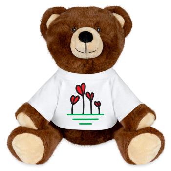 Le cœur pousse en fleurs - Nounours RecycelBär® marron - blanc - Devant