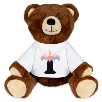 Einhorn-Buchstabe Regenbogenstyle "T" | be unique - MiniFeet® RecycelBär® Braun - Weiß - Vorne