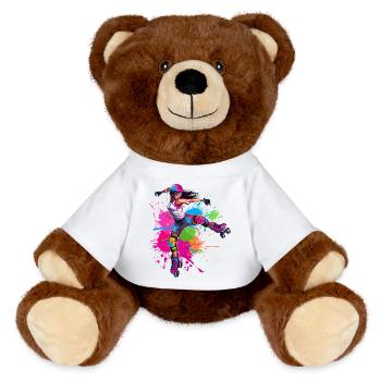 Patineuse à roulettes fille - Nounours RecycelBär® marron - blanc - Devant