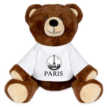 Silhouette de la tour Eiffel de Paris en cercle - Nounours RecycelBär® marron - blanc - Devant