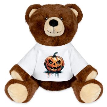 Halloween jack-o'-lanterns - MiniFeet® RecycelBär® Teddy Bear Brown - white - Front