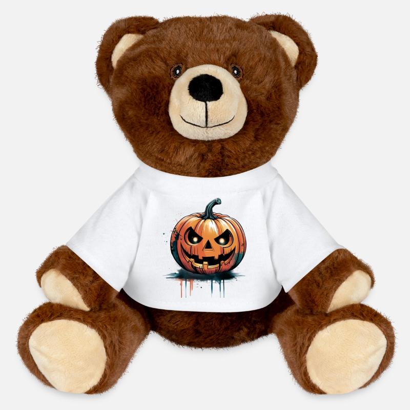Halloween jack-o'-lanterns - MiniFeet® RecycelBär® Teddy Bear Brown - white