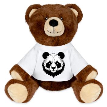 Panda Face Illustration - MiniFeet® RecycelBär® Teddy Bear Brown - white - Front