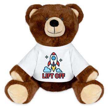 Galactic Ascension - Rocket Design - MiniFeet® RecycelBär® Teddy Bear Brown - white - Front