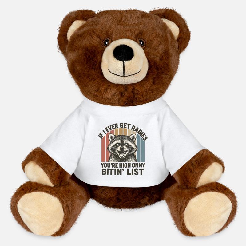 Rascal Raccoon High on Biting List - MiniFeet® RecycelBär® Teddy Bear Brown - white