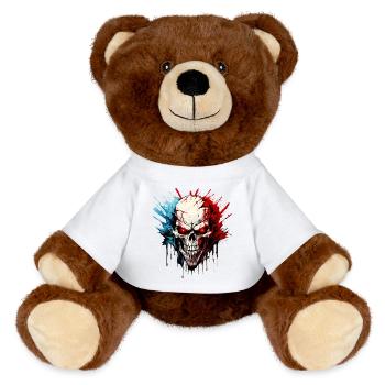 crâne squelette moto motard gang - Nounours RecycelBär® marron - blanc - Devant