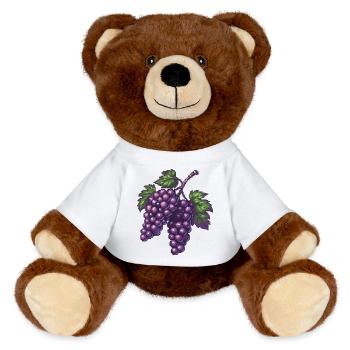 Pixel Raisins Violet Pixel Art - Nounours RecycelBär® marron - blanc - Devant