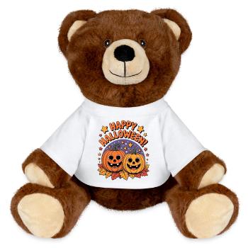 Happy Halloween Pumpkin Friends - MiniFeet® RecycelBär® Teddy Bear Brown - white - Front