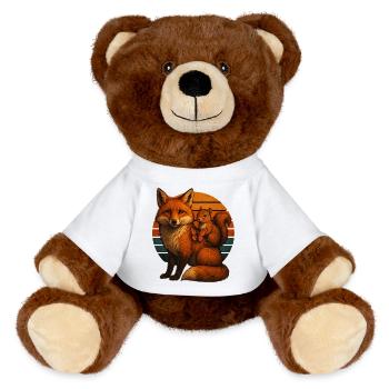 Fuchs Eichhörnchen Retro Tierfreunde - MiniFeet® RecycelBär® Braun - Weiß - Vorne