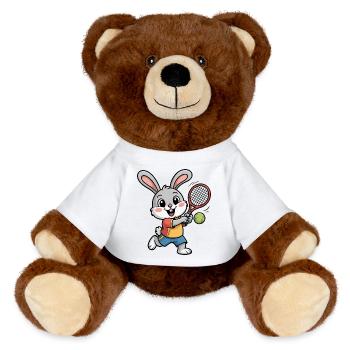 Häschen Tennisabenteuer - MiniFeet® RecycelBär® Braun - Weiß - Vorne