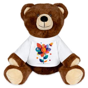 bunte Blume - MiniFeet® RecycelBär® Braun - Weiß - Vorne