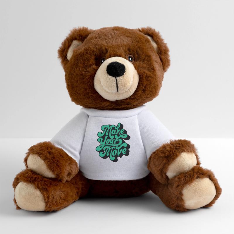 Make Your Move – Retro Script Motif MiniFeet® RecycelBär® Teddy Bear Brown