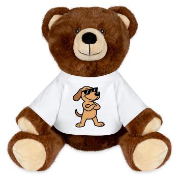 Sonnenbrillen-Dackel Charm - MiniFeet® RecycelBär® Braun - Weiß - Vorne