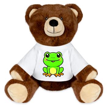 Charme de grenouille citron vert brillante - Nounours RecycelBär® marron - blanc - Devant