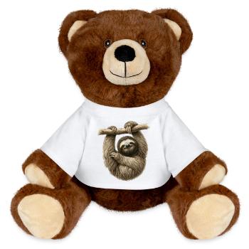 Faultier am Ast – gemütlicher Sloth - MiniFeet® RecycelBär® Braun - Weiß - Vorne