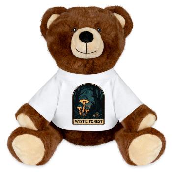 Magie des champignons de la Forêt Mystique - Nounours RecycelBär® marron - blanc - Devant