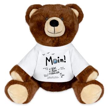Moin Meer Bier Urlaub - MiniFeet® RecycelBär® Braun - Weiß - Vorne