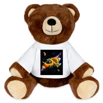 Aventure spatiale Citrus - Nounours RecycelBär® marron - blanc - Devant