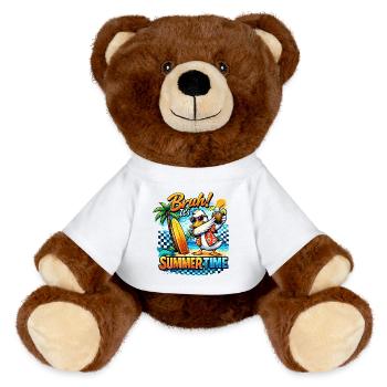 Scald! It's Summer Time – Beach & Tropics Summer - MiniFeet® RecycelBär® Teddy Bear Brown - white - Front