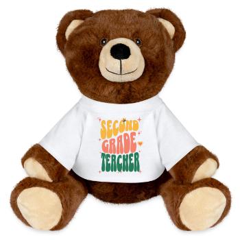 Lehrer der zweiten Klasse Retro - MiniFeet® RecycelBär® Braun - Weiß - Vorne