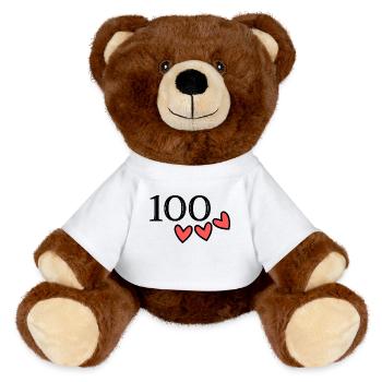 100 ANNI. 100° ANNIVERSARIO. ANNIVERSARIO 100 ANNI. - MiniFeet® RecycelBär® marrone - bianco - Fronte