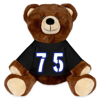 75 Zahl Symbol - MiniFeet® RecycelBär® Braun - Schwarz - Vorne