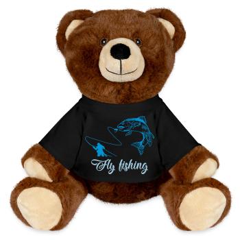 fly fishing fish - MiniFeet® RecycelBär® Teddy Bear Brown - black - Front