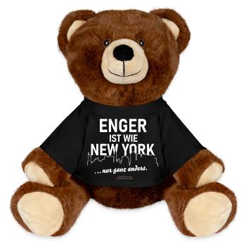 Enger ist wie New York ... nur ganz anders - MiniFeet® RecycelBär® Braun - Schwarz - Vorne