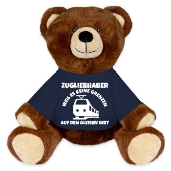 Modelleisenbahn Modellzug Zug Eisenbahner Eisenbah - MiniFeet® RecycelBär® Braun - French Navy - Vorne